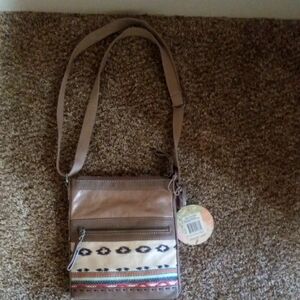 The Sak Stylish Tan and Multicolor Crossbody Bag NWT